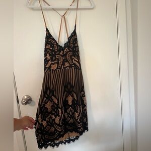 Tobi black lace mini dress
